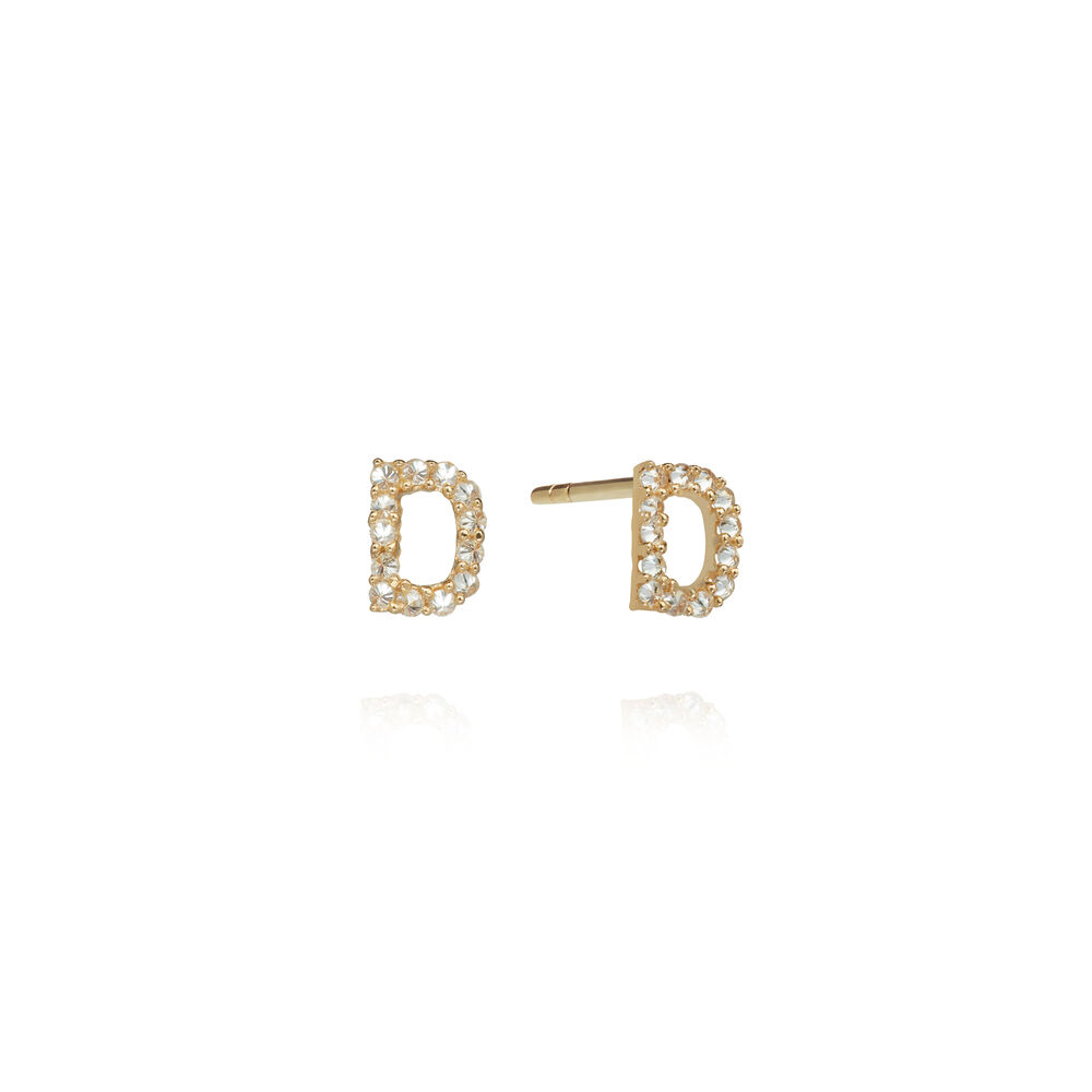 A pair of 18ct Gold Diamond Initial D Stud Earrings | Annoushka jewelley